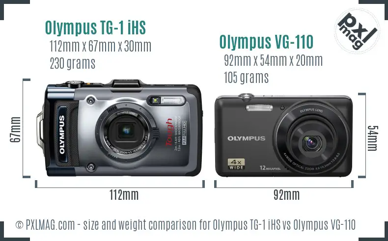 Olympus TG-1 iHS vs Olympus VG-110 size comparison