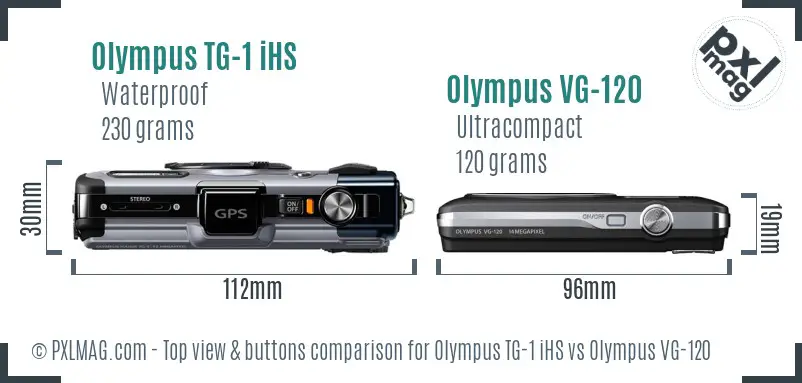 Olympus TG-1 iHS vs Olympus VG-120 top view buttons comparison