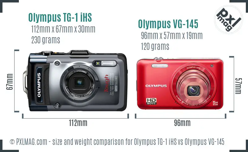 Olympus TG-1 iHS vs Olympus VG-145 size comparison