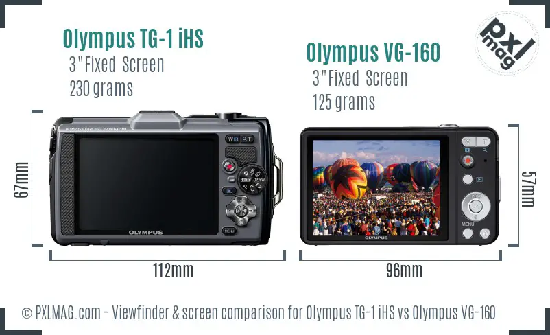 Olympus TG-1 iHS vs Olympus VG-160 Screen and Viewfinder comparison