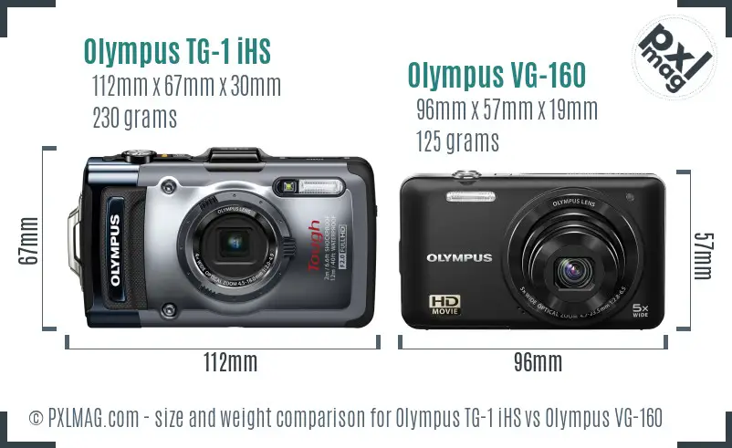 Olympus TG-1 iHS vs Olympus VG-160 size comparison