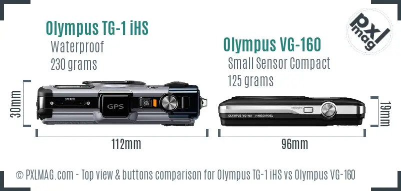 Olympus TG-1 iHS vs Olympus VG-160 top view buttons comparison