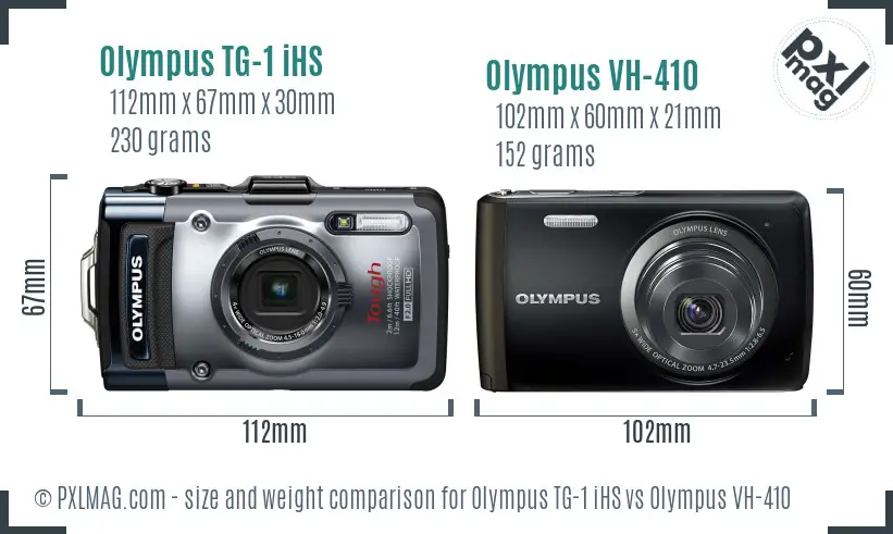 Olympus TG-1 iHS vs Olympus VH-410 size comparison