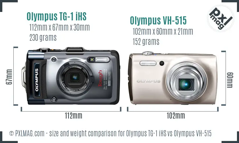 Olympus TG-1 iHS vs Olympus VH-515 size comparison