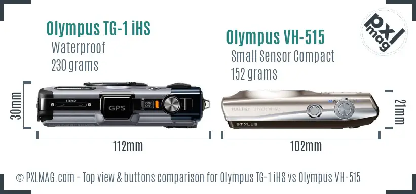 Olympus TG-1 iHS vs Olympus VH-515 top view buttons comparison