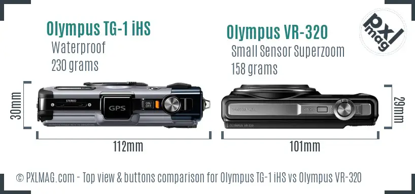 Olympus TG-1 iHS vs Olympus VR-320 top view buttons comparison