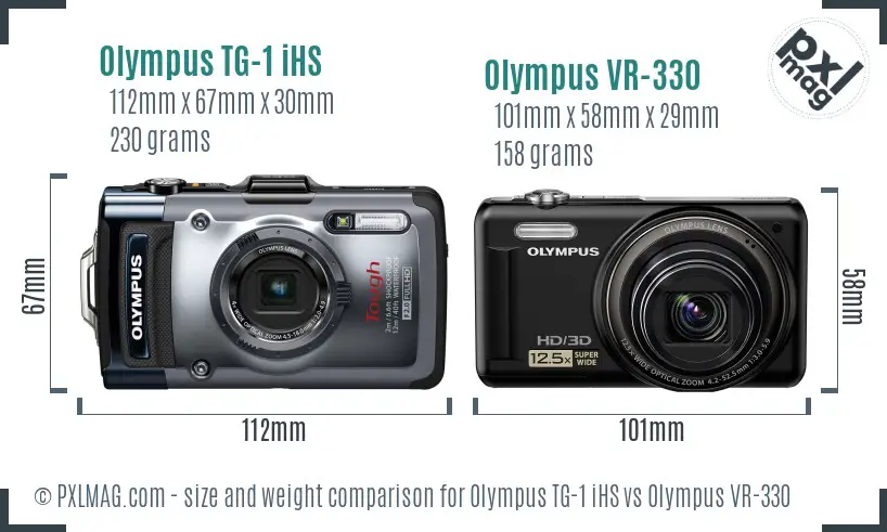 Olympus TG-1 iHS vs Olympus VR-330 size comparison