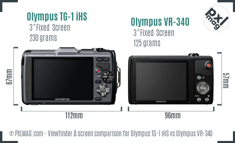 Olympus TG-1 iHS vs Olympus VR-340 Screen and Viewfinder comparison
