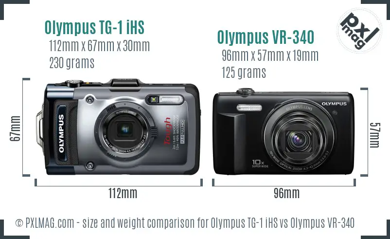 Olympus TG-1 iHS vs Olympus VR-340 size comparison