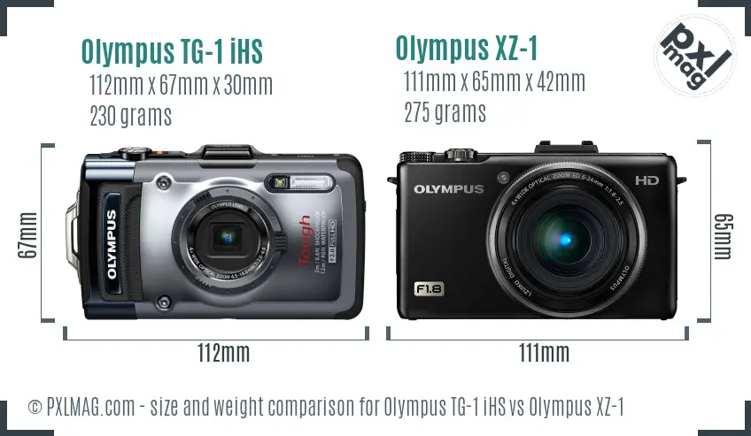 Olympus TG-1 iHS vs Olympus XZ-1 size comparison