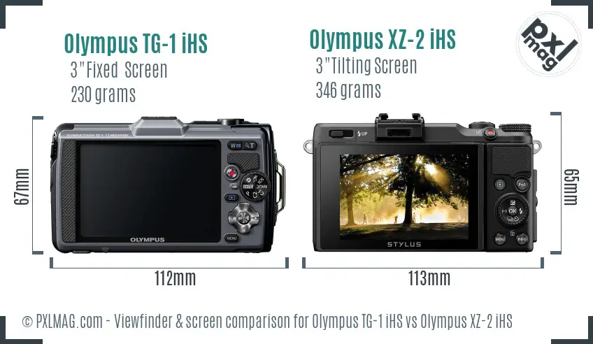 Olympus TG-1 iHS vs Olympus XZ-2 iHS Screen and Viewfinder comparison