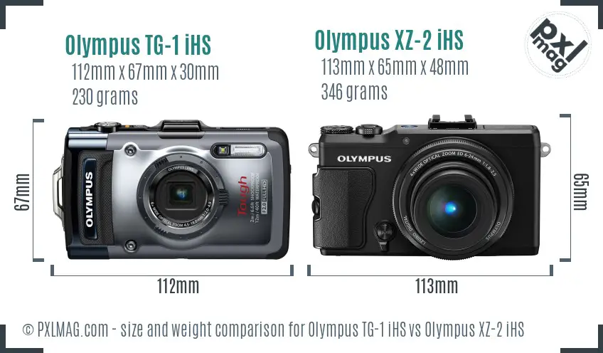 Olympus TG-1 iHS vs Olympus XZ-2 iHS size comparison