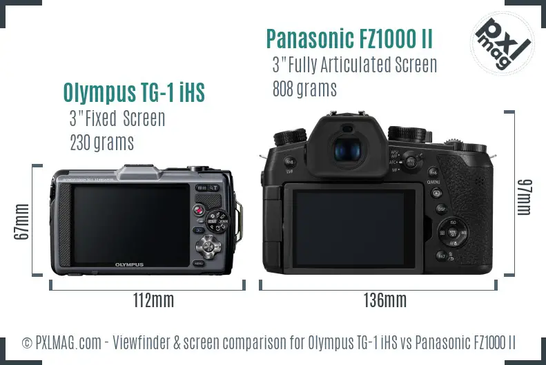 Olympus TG-1 iHS vs Panasonic FZ1000 II Screen and Viewfinder comparison