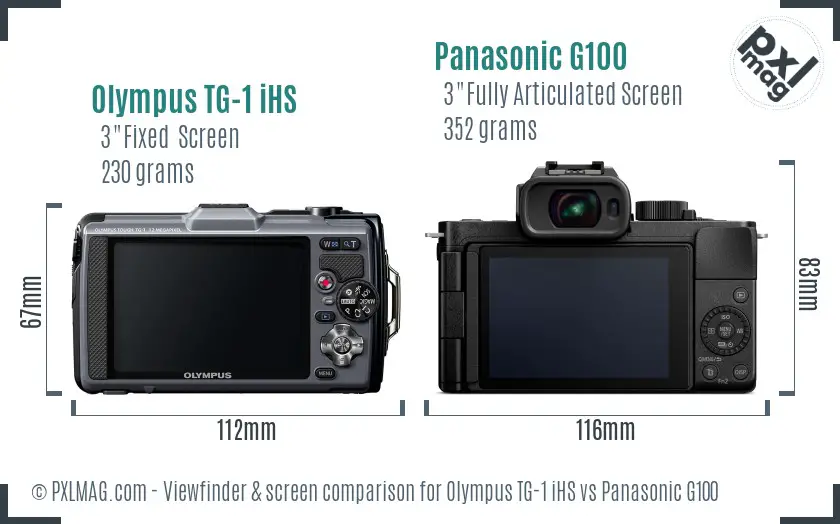 Olympus TG-1 iHS vs Panasonic G100 Screen and Viewfinder comparison