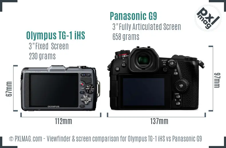 Olympus TG-1 iHS vs Panasonic G9 Screen and Viewfinder comparison