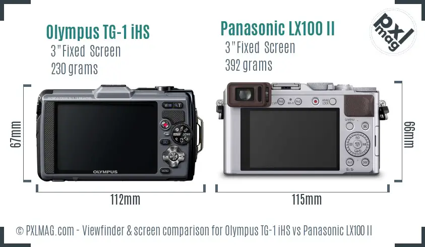 Olympus TG-1 iHS vs Panasonic LX100 II Screen and Viewfinder comparison