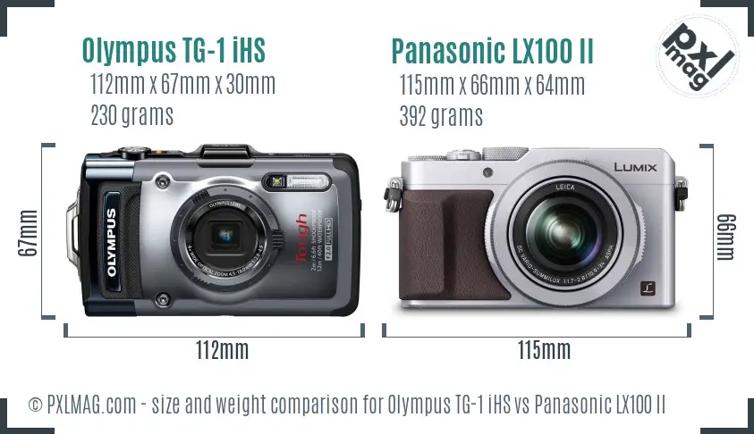 Olympus TG-1 iHS vs Panasonic LX100 II size comparison