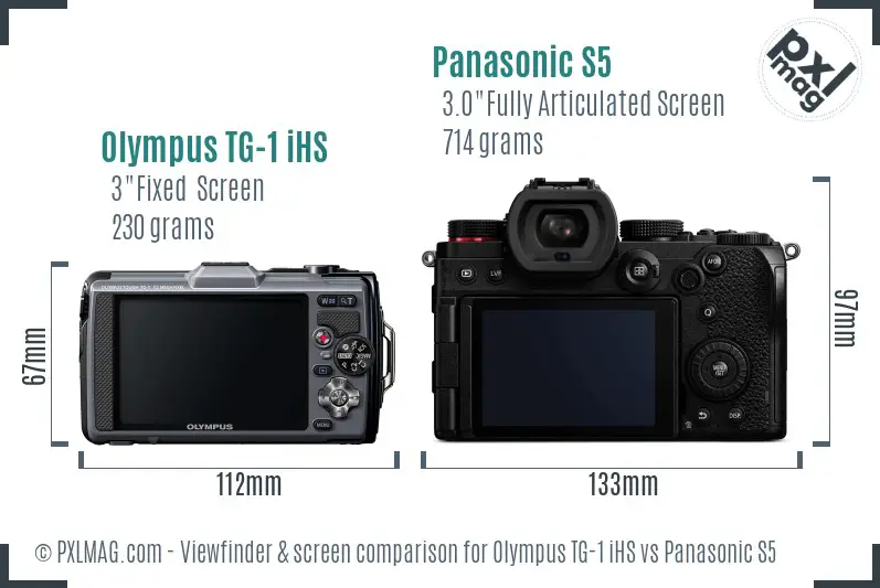 Olympus TG-1 iHS vs Panasonic S5 Screen and Viewfinder comparison