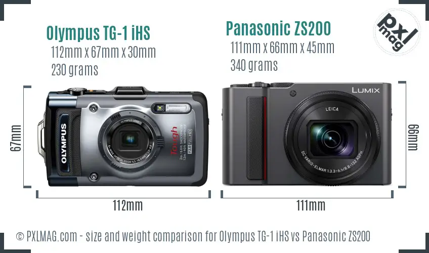 Olympus TG-1 iHS vs Panasonic ZS200 size comparison