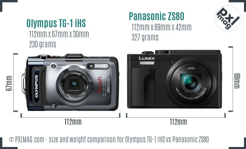 Olympus TG-1 iHS vs Panasonic ZS80 size comparison