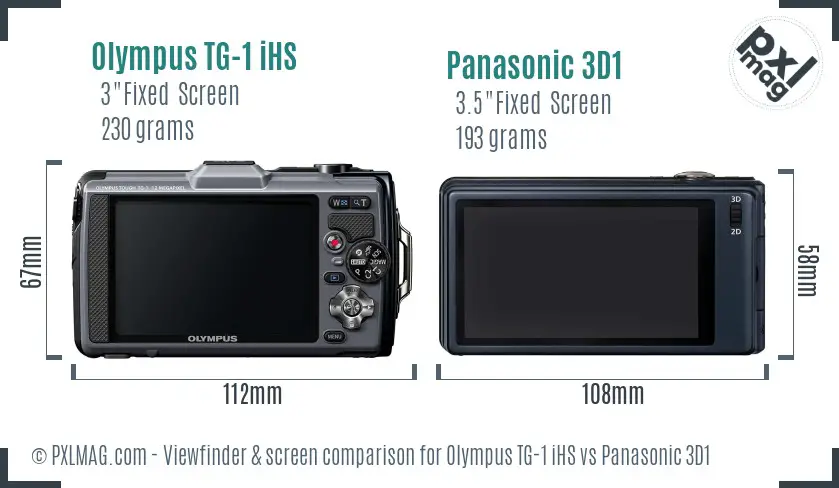 Olympus TG-1 iHS vs Panasonic 3D1 Screen and Viewfinder comparison