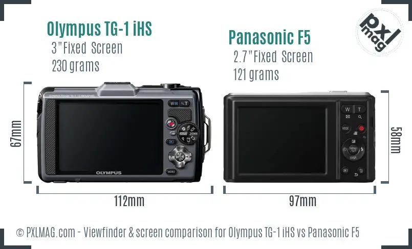 Olympus TG-1 iHS vs Panasonic F5 Screen and Viewfinder comparison