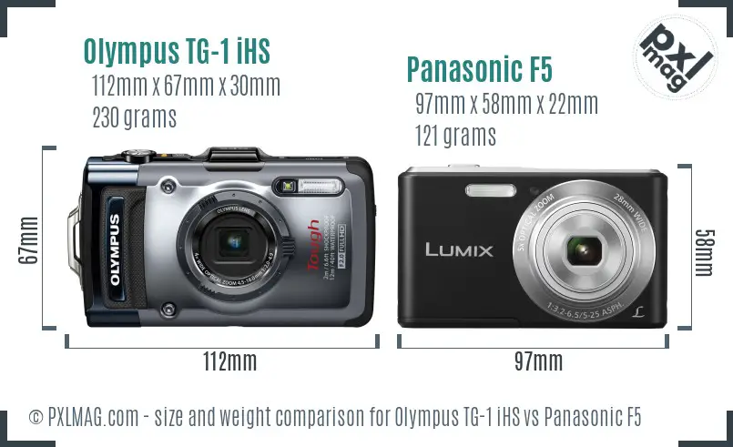 Olympus TG-1 iHS vs Panasonic F5 size comparison