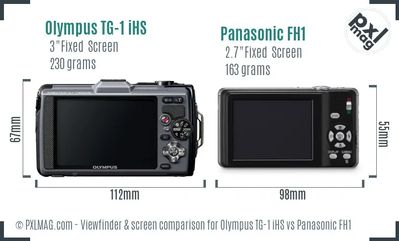 Olympus TG-1 iHS vs Panasonic FH1 Screen and Viewfinder comparison