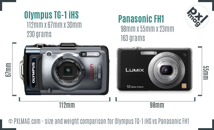 Olympus TG-1 iHS vs Panasonic FH1 size comparison