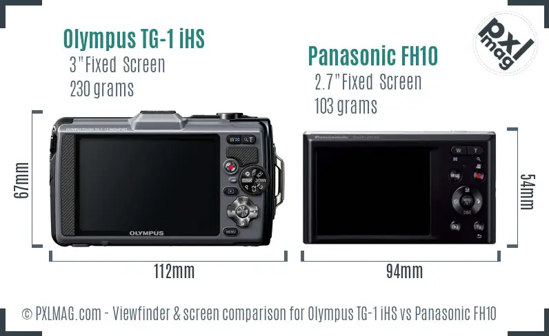 Olympus TG-1 iHS vs Panasonic FH10 Screen and Viewfinder comparison