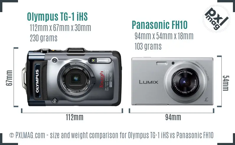 Olympus TG-1 iHS vs Panasonic FH10 size comparison