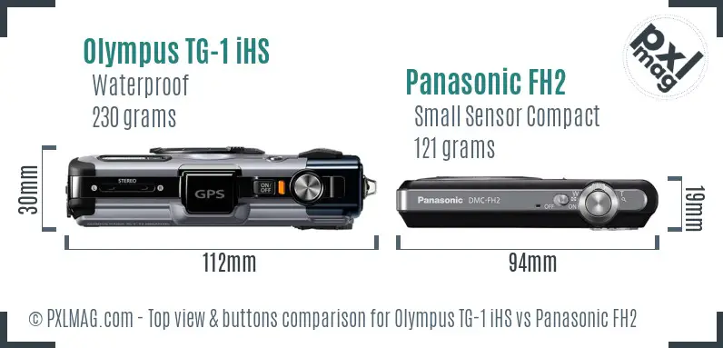 Olympus TG-1 iHS vs Panasonic FH2 top view buttons comparison