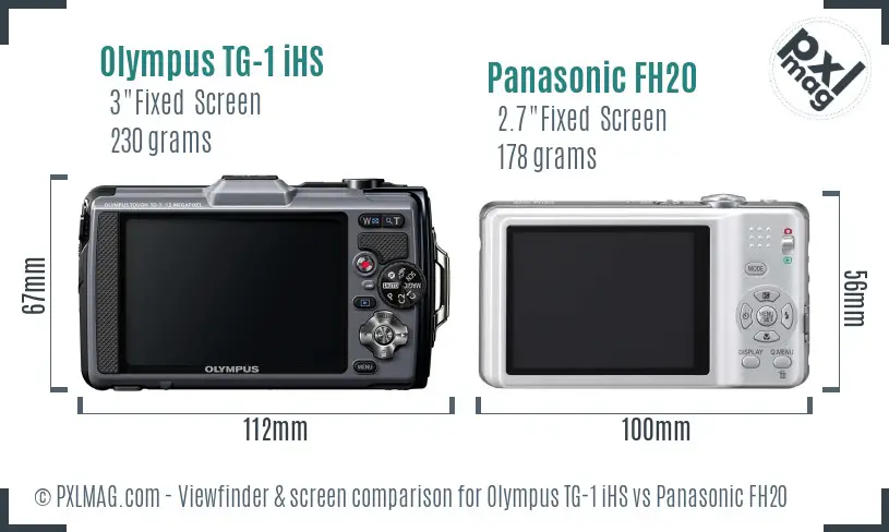 Olympus TG-1 iHS vs Panasonic FH20 Screen and Viewfinder comparison