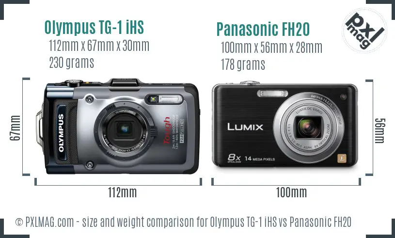 Olympus TG-1 iHS vs Panasonic FH20 size comparison