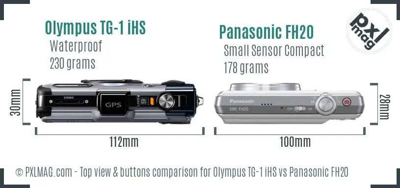 Olympus TG-1 iHS vs Panasonic FH20 top view buttons comparison