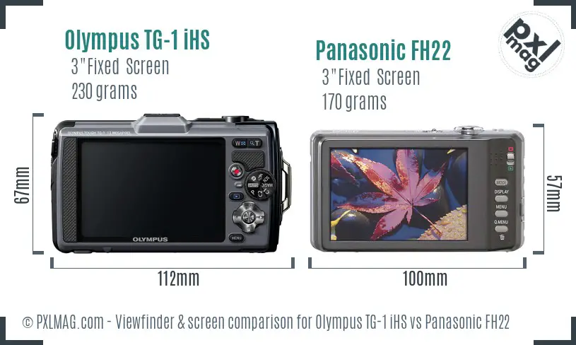 Olympus TG-1 iHS vs Panasonic FH22 Screen and Viewfinder comparison