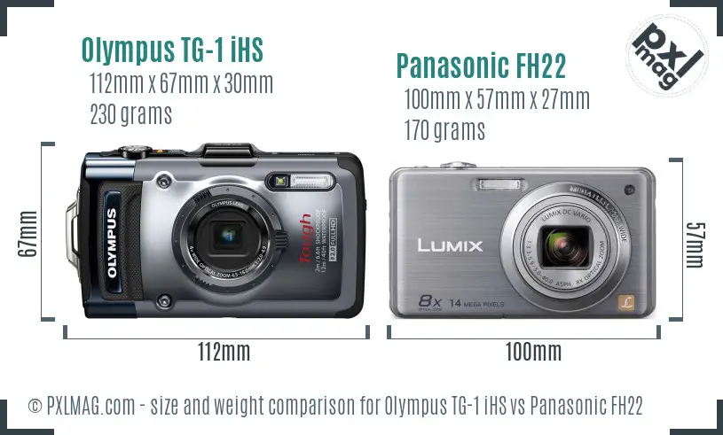 Olympus TG-1 iHS vs Panasonic FH22 size comparison