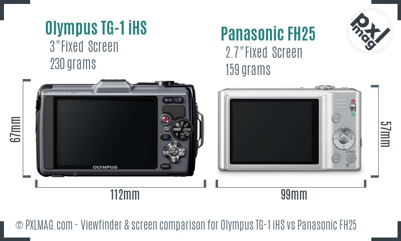 Olympus TG-1 iHS vs Panasonic FH25 Screen and Viewfinder comparison