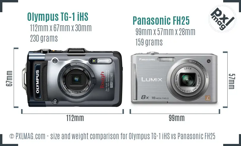 Olympus TG-1 iHS vs Panasonic FH25 size comparison