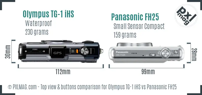 Olympus TG-1 iHS vs Panasonic FH25 top view buttons comparison