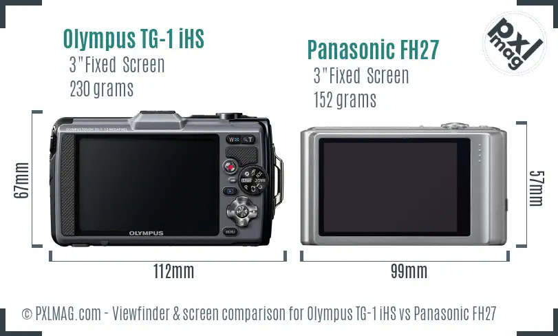 Olympus TG-1 iHS vs Panasonic FH27 Screen and Viewfinder comparison