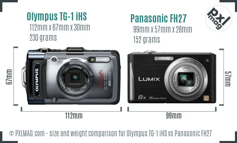 Olympus TG-1 iHS vs Panasonic FH27 size comparison