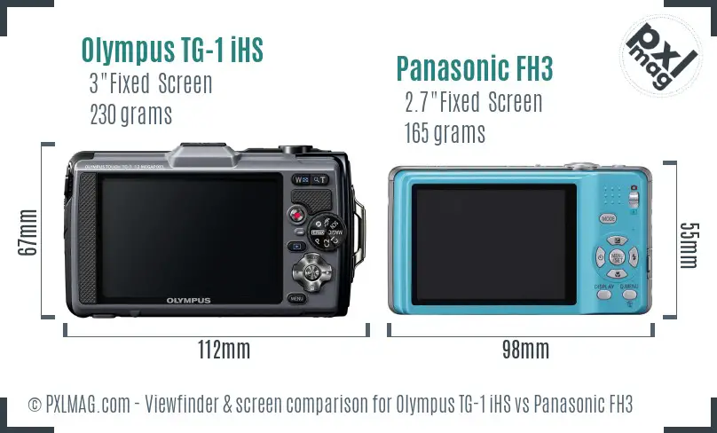 Olympus TG-1 iHS vs Panasonic FH3 Screen and Viewfinder comparison