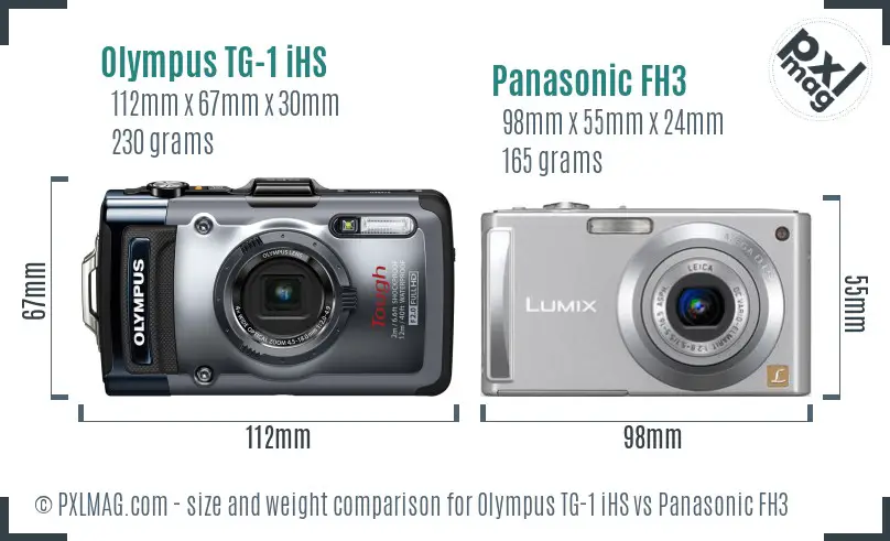 Olympus TG-1 iHS vs Panasonic FH3 size comparison