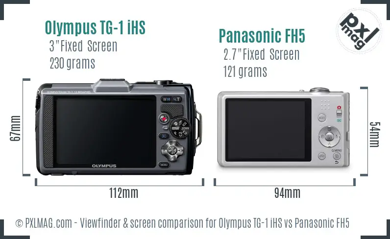Olympus TG-1 iHS vs Panasonic FH5 Screen and Viewfinder comparison