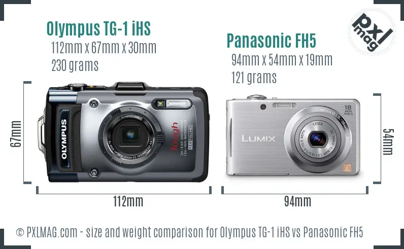 Olympus TG-1 iHS vs Panasonic FH5 size comparison