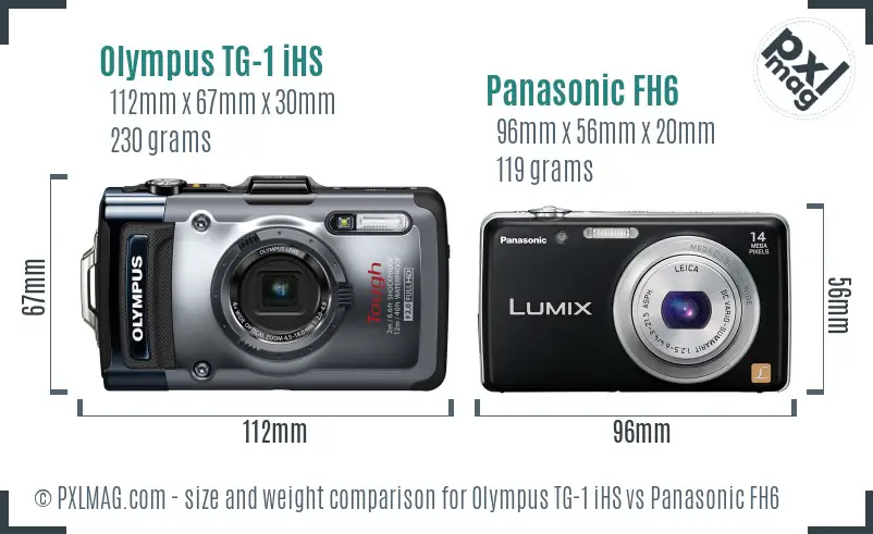 Olympus TG-1 iHS vs Panasonic FH6 size comparison