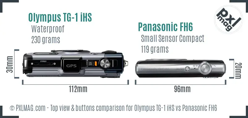 Olympus TG-1 iHS vs Panasonic FH6 top view buttons comparison