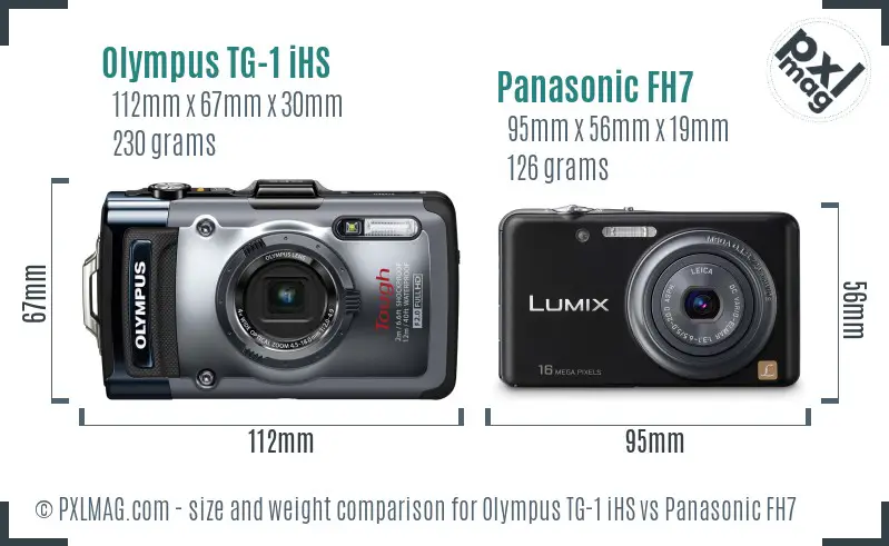 Olympus TG-1 iHS vs Panasonic FH7 size comparison