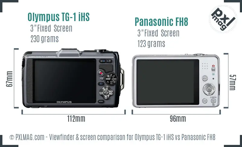 Olympus TG-1 iHS vs Panasonic FH8 Screen and Viewfinder comparison